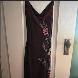 Vintage black Betsey Johnson dress with beaded flower motif